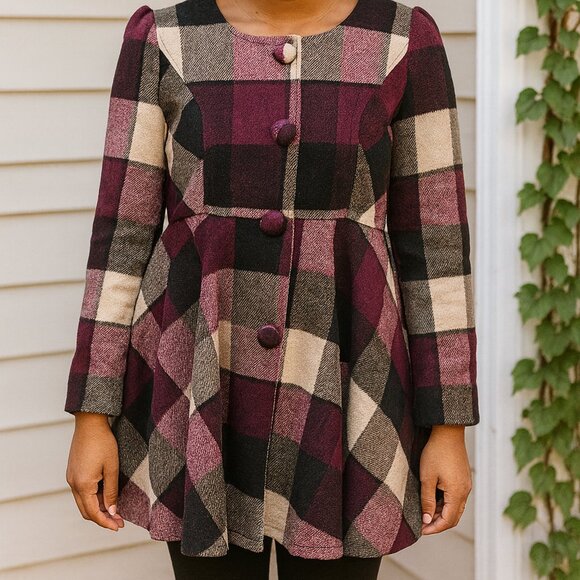 Ryu Plaid Fit & Flare Coat Dress - Picture 3 of 3